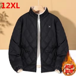 Men's Big and Tall Cotton Coat New Winter Quilted Lined Jacket Plus Size Padded Coat for Seniors Fit for 170kg 12XL