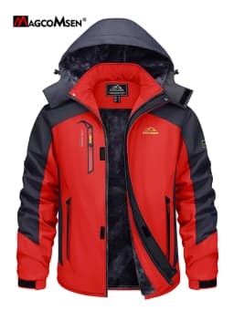 MAGCOMSEN Men's Ski Jacket Winter Warm Wool Parka Warm Thick Coat Windproof Rainproof Snowproof Hiking Men's Snowboard Jacket