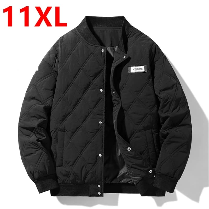Men Oversized Baseball Cotton Jacket, Warm Coat Comfortable Casual Loose Fit Fashion Solid Color for Autumn Winter 170kg 11XL
