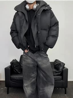 Couple's Short Thickened Cotton Jacket Stand Collar Bread Style Korean Version Warm Trendy Loose Fit Polyester Zipper ...