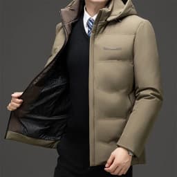 Men's Winter casual Coat Warm Jacket Thick Coat Hat Detachable Long Jacket Business Jacket Mens Winter Hooded Warm Parkas
