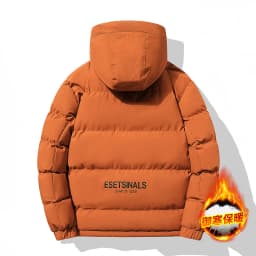 Winter hooded cotton coat for men trendy brand, loose and thick, warm and cozy down-filled cotton coat, men's clothing jacket
