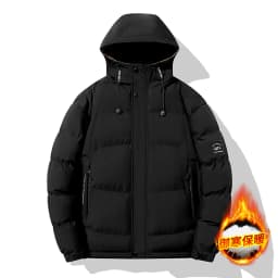 Winter hooded cotton coat for men trendy brand, loose and thick, warm and cozy down-filled cotton coat, men's clothing jacket