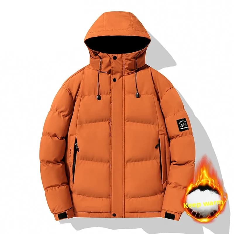 Winter hooded cotton coat for men trendy brand, loose and thick, warm and cozy down-filled cotton coat, men's clothing jacket