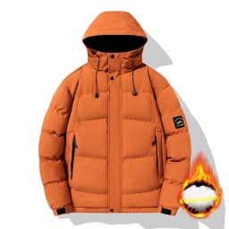 Winter hooded cotton coat for men trendy brand, loose and thick, warm and cozy down-filled cotton coat, men's clothing jacket