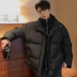 New Fake Two Piece Warm Coats Men Winter Loose Cotton-padded Jackets Men's 2026 Solid Color Pockets Overcoats C919