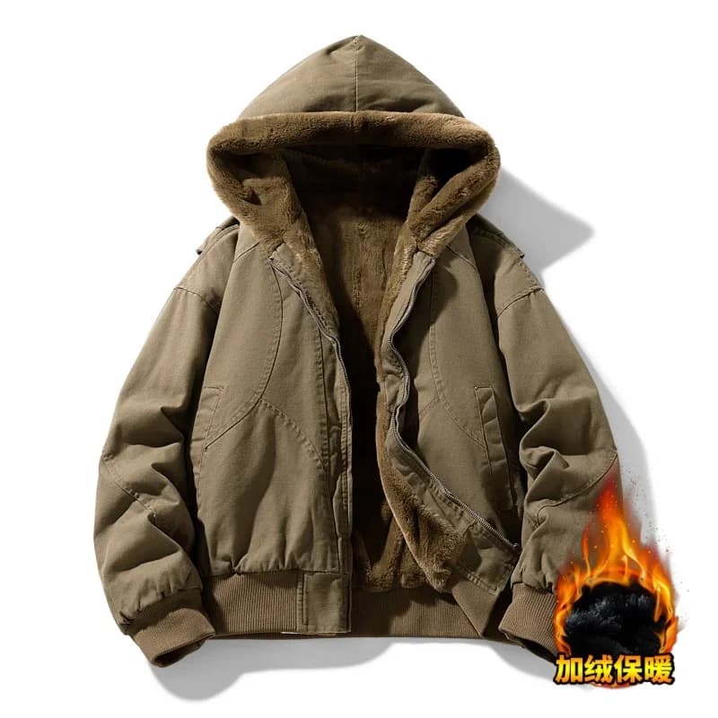 Winter Men Thickened Cotton Jacket Fleece Windproof Warm Coat Outdoor Sports Parka Military Windproof Hooded Jackets 18598