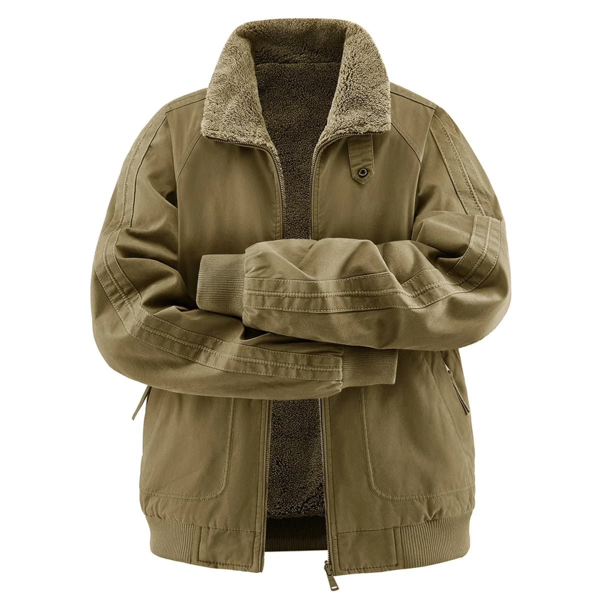 Men's Thick Padded Reversible Cotton Jacket Fleece Lined Winter Warm Casual Bomber Outdoor Daily Outerwear Parkas 26620A