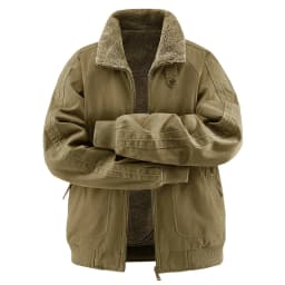 Men's Thick Padded Reversible Cotton Jacket Fleece Lined Winter Warm Casual Bomber Outdoor Daily Outerwear Parkas 26620A