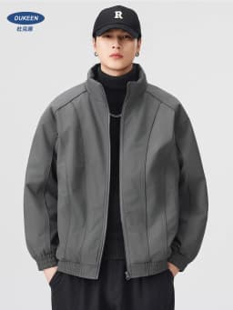DUKEEN Men's Winter Padded Bomber Jacket Stand Collar Windproof Casual Coat Loose Fit Warm Streetwear Jacket