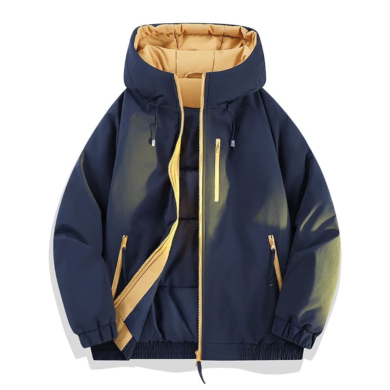 Autumn/Winter Fashion Solid Color Thickened Warm Windproof Hooded Cotton Jacket Men's Casual Loose Plus Size High Quality Coat