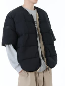 Fashionable Short Sleeve Loose Fit Casual Men's Cotton Jacket Autumn Winter Warm Stylish Half Sleeve Cotton Coat Outerwear