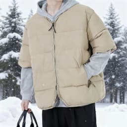 Fashionable Short Sleeve Loose Fit Casual Men's Cotton Jacket Autumn Winter Warm Stylish Half Sleeve Cotton Coat Outerwear