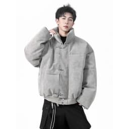 2026 Fashion Tie-dyed Short Jackets Men Winter Loose Warm Cotton-padded Coats Male Long Sleeve Pockets Bread Parkas C927