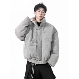 2026 Fashion Tie-dyed Short Jackets Men Winter Loose Warm Cotton-padded Coats Male Long Sleeve Pockets Bread Parkas C927