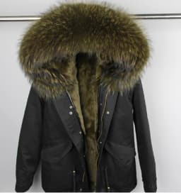 Man Real Fur Coat Real Raccoon Fur Hooded Coat Nature Rabbit Fur Lining Jackets Real Fur Parka Men Winter Jacket