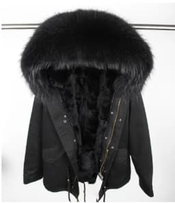 Man Real Fur Coat Real Raccoon Fur Hooded Coat Nature Rabbit Fur Lining Jackets Real Fur Parka Men Winter Jacket