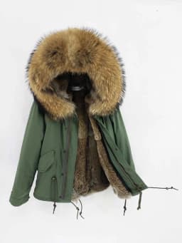 Man Real Fur Coat Real Raccoon Fur Hooded Coat Nature Rabbit Fur Lining Jackets Real Fur Parka Men Winter Jacket