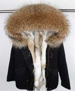 Man Real Fur Coat Real Raccoon Fur Hooded Coat Nature Rabbit Fur Lining Jackets Real Fur Parka Men Winter Jacket