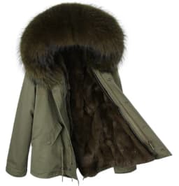 Man Real Fur Coat Real Raccoon Fur Hooded Coat Nature Rabbit Fur Lining Jackets Real Fur Parka Men Winter Jacket