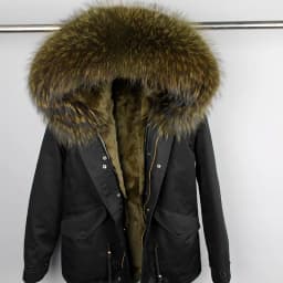 Man Real Fur Coat Real Raccoon Fur Hooded Coat Nature Rabbit Fur Lining Jackets Real Fur Parka Men Winter Jacket