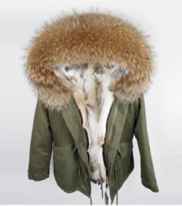 Man Real Fur Coat Real Raccoon Fur Hooded Coat Nature Rabbit Fur Lining Jackets Real Fur Parka Men Winter Jacket