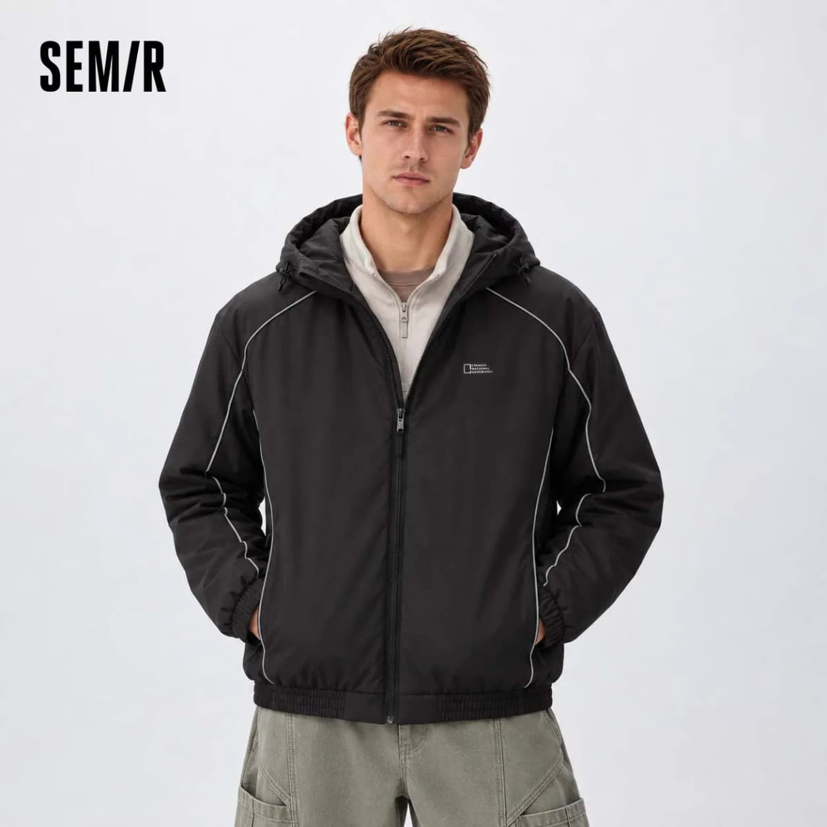Semir Men Padded Jacket Loose Fit Drawstring Hooded 2026 New Winter Daily Wear Urban Casual Style Cold Weather Layering