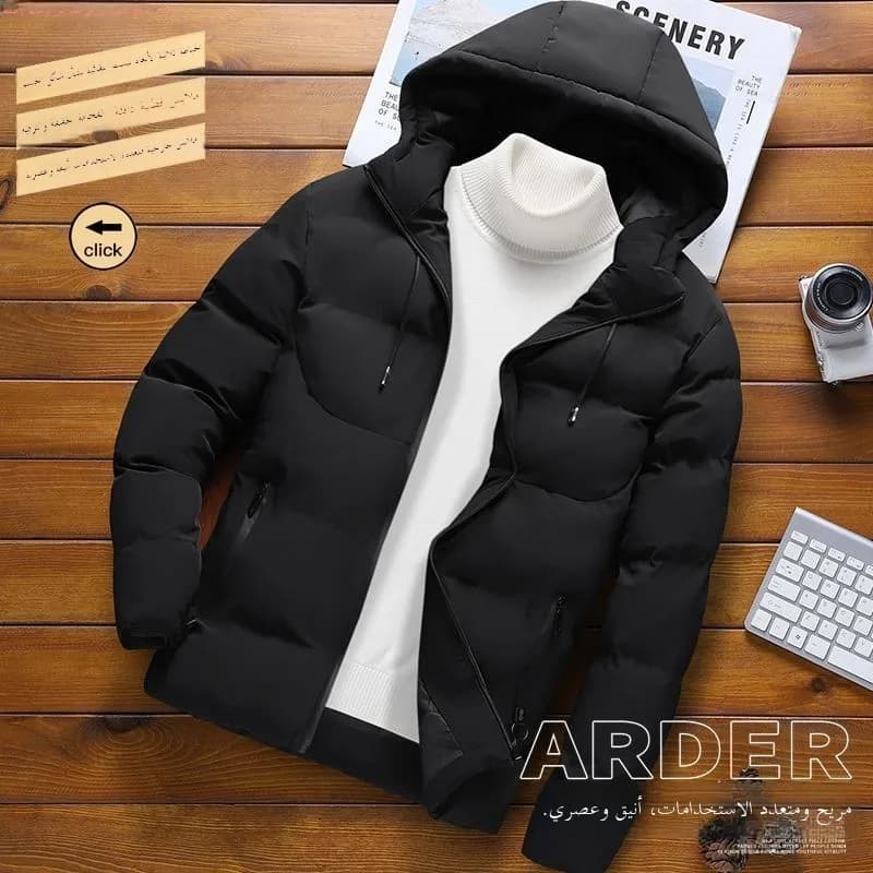 Men's Thickened down Cotton Jacket Winter Casual Hooded Coat Youth Fashionable Versatile Top Quality Silk Fiber Filled Slim Fit