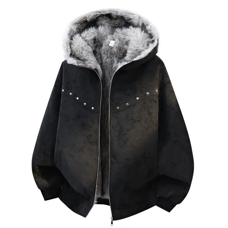 Mens Simple Fashion Parkas Versatile High Grade Parkas New Mens Fleece Lined Thickened Washed Coat Brand Loose Fashion Coat