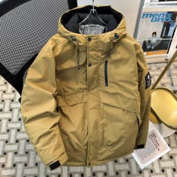 Men's Winter Thickened down Cotton Jacket Hooded Bread Coat Youth Fashion Warm Long Sleeve Zipper Closure Color Casual ...