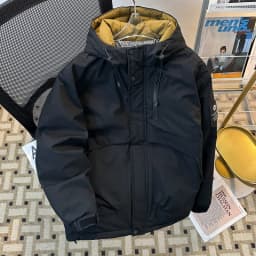 Men's Winter Thickened down Cotton Jacket Hooded Bread Coat Youth Fashion Warm Long Sleeve Zipper Closure Color Casual ...