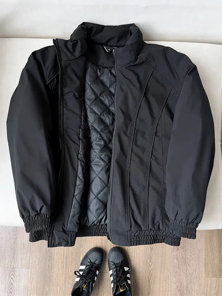 American Style Cleanfit Deconstructed Stand Collar Flight Jacket Cotton Men's Winter Thickened Shoulder Cotton Coat Outerwear