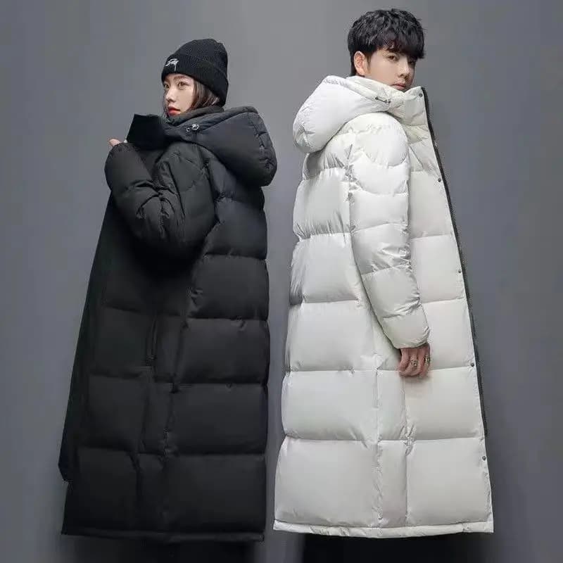 Winter Thickened down Cotton Jacket Men's Long Coat Couple Outerwear over Knee Ultra-Long Student Men Women Outerwear