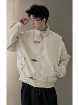 Men's Thickened Fleece Lined Cotton Jacket with Lamb Fur Collar Winter Warm Airplane Metal Buckle Outerwear Standard Fit Long...