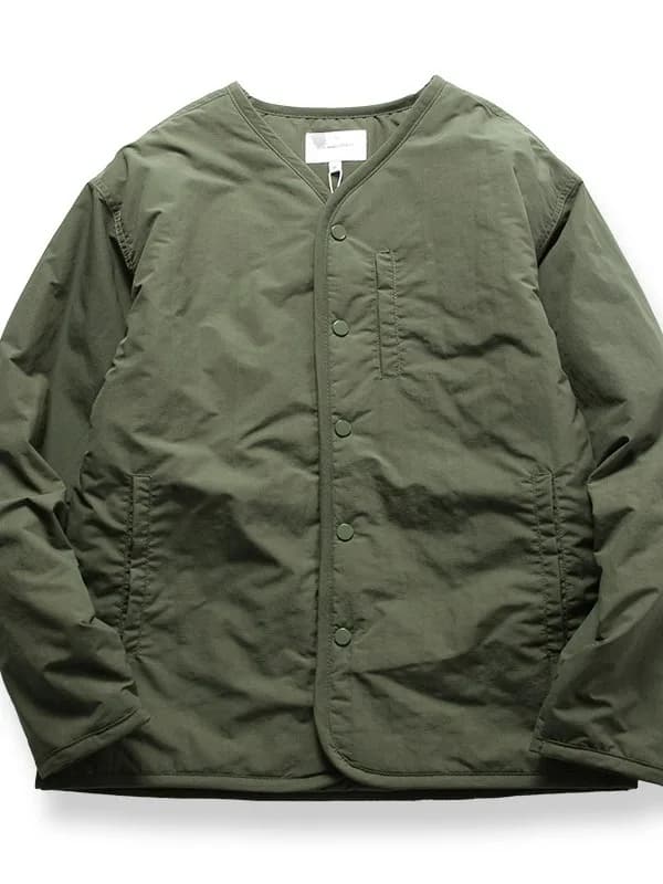 Loose Fit Men's Outdoor Cotton Jacket Inner Liner Tagless American Military Style Workwear Waterproof Long Sleeve V-Neck Coat