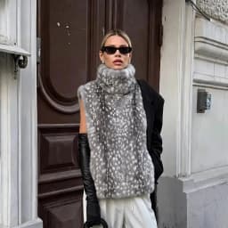 LIMO Ladies Sleeveless Faux Fur Gilet Turtleneck Spotted Print Casual Loose Fashion Plush Waistcoat