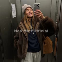 Neo Mint Hot Street Fashion Girls Luxury Fuzzy Mink Fur Bomber Jacket Women Winter Oversized Chunky Faux Fur Coat Warm Outerwear
