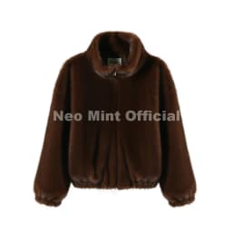 Neo Mint Hot Street Fashion Girls Luxury Fuzzy Mink Fur Bomber Jacket Women Winter Oversized Chunky Faux Fur Coat Warm Outerwear