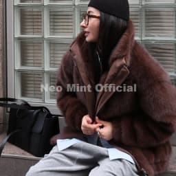 Neo Mint Hot Street Fashion Girls Luxury Fuzzy Mink Fur Bomber Jacket Women Winter Oversized Chunky Faux Fur Coat Warm Outerwear