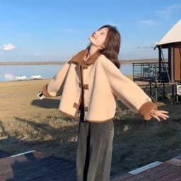 Double-Sided Wear Faux Suede Women's Jacket Autumn Winter 2025 New Small Size Spring Fall Versatile Faux Lamb Fur Coat