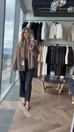 Women Brown Faux Fur Open Front Cardigan Coat Long Sleeve Collarless Loose Plush Outerwear Lady Elegant Winter Warm Furry Jacket
