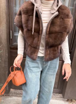 Faux Mink Fur Women Coat Removable Hoode Zipper Up Short Sleeves Winter Fall Faux Fur Jacket