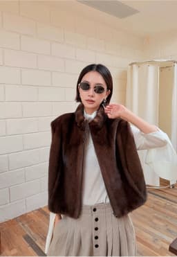 Faux Mink Fur Women Coat Removable Hoode Zipper Up Short Sleeves Winter Fall Faux Fur Jacket
