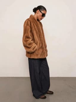 TOKO 2026 New Women Faux Mink Fur Coat Stand Collar Hidden Button Long Sleeve Relaxed Soft Fluffy Thick Warm Winter Outerwear