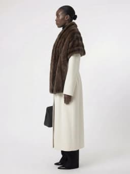 IG Women Luxury Mink-Like Faux Fur Shawl Stole, Wide Collar Wrap, Elegant Sleeveless Winter Evening Party Outerwear