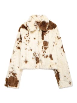 Faux Fur Contrast Women Coat 2025 Lapel Zipper Long Sleeve Female Coats Vintage Autumn Winter Pocket Thicken Warm Lady Outwear