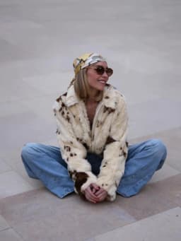 Faux Fur Contrast Women Coat 2025 Lapel Zipper Long Sleeve Female Coats Vintage Autumn Winter Pocket Thicken Warm Lady Outwear
