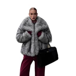 Fashion Winter Soft Fluffy Fur Coat Women High Street Luxury Large lapel Faux Fox Fur Jacket Silver fox colored Female Overcoats