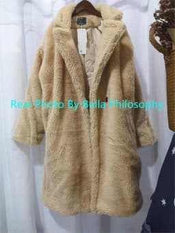 Bella Philosophy Women Winter Faux Fur Warm Long Coat Long Sleeve Female Thick Teddy Bear Coat Casual Loose Oversize Outwears