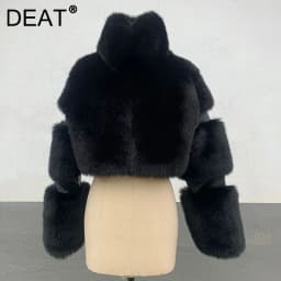 DEAT 2025 Autumn Winter New Women's Short Faux Fur Coat High Quality Solid Color Versatile Overcoat Female Trendy 11A06807